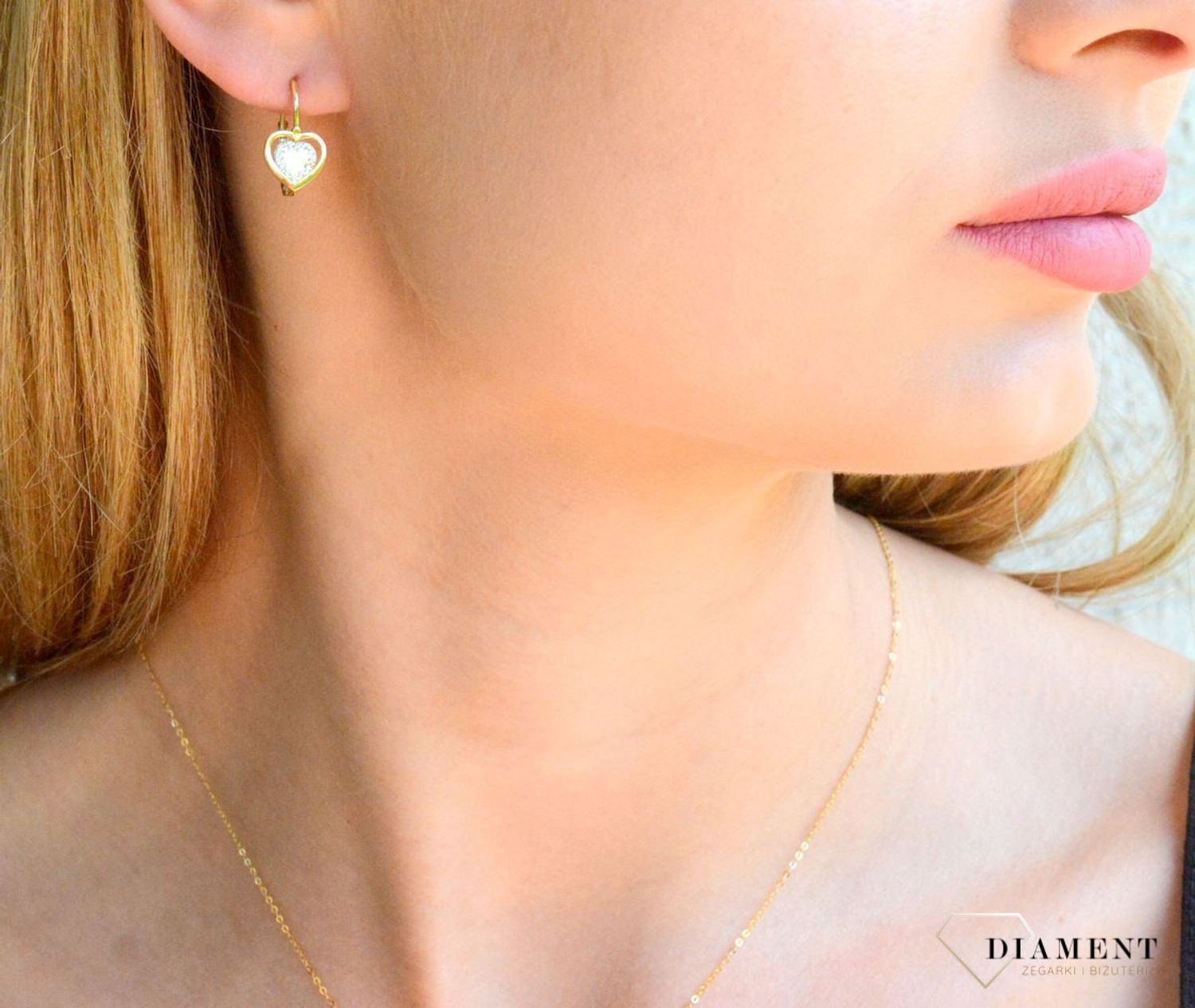 Złote kolczyki damskie 585 błyszczące Serca KL 9780B.jpg